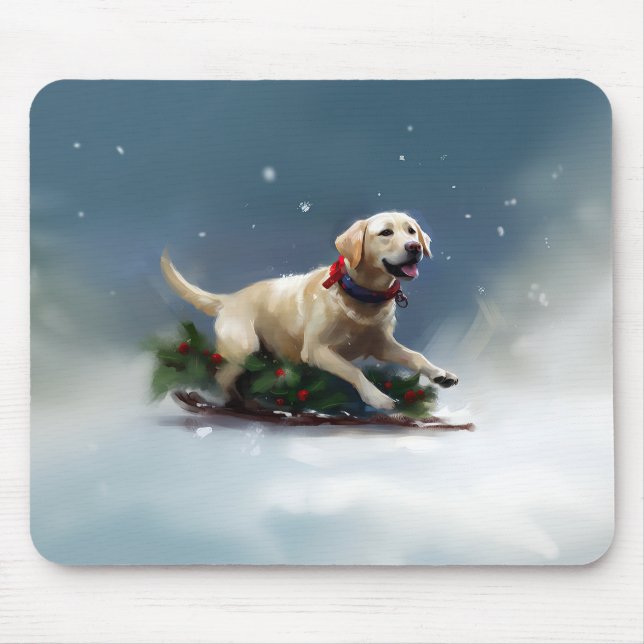 Labrador Weihnachtsschnee Winter Mousepad (Vorne)