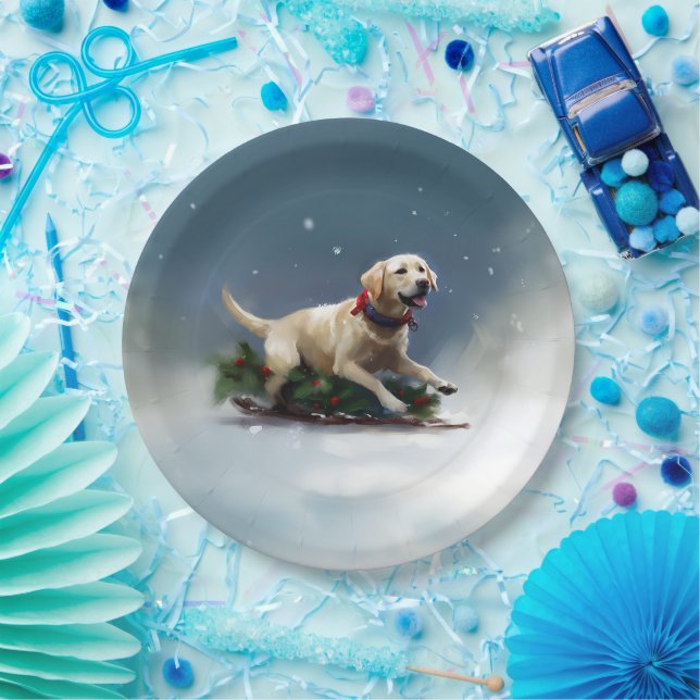 Labrador Weihnachtsschnee Winter Pappteller (Party)