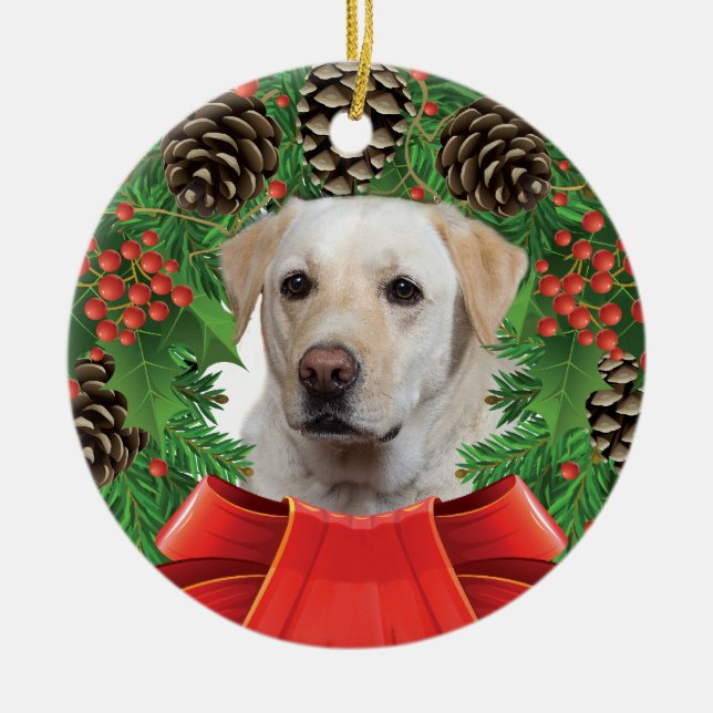 Labrador-Weihnachtsverzierung Keramik Ornament (Vorne)