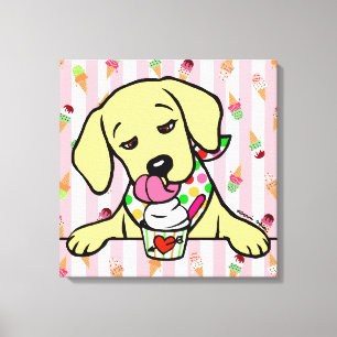 Labrador-Welpen-Eiscreme Leinwanddruck