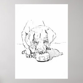 Labrador-Welpen-Kunst, Minimalistische Zeichnung Poster