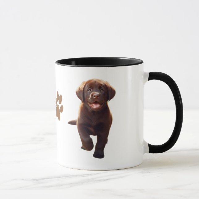 Labrador Welpen - Niedliche Schokolade und Gelbe L Tasse (Rechts)