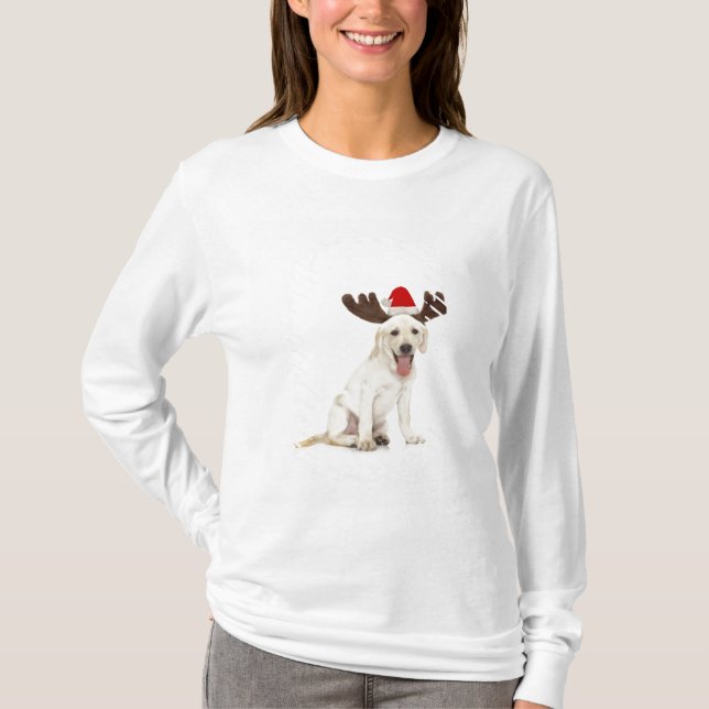 Labrador-Welpen-tragende Geweihe T-Shirt (Vorderseite)