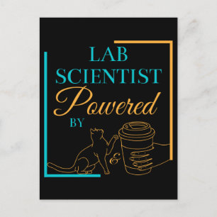LABRADOR WISSENSCHAFTLER MIT KATZEN UND KAFFEE - L POSTKARTE