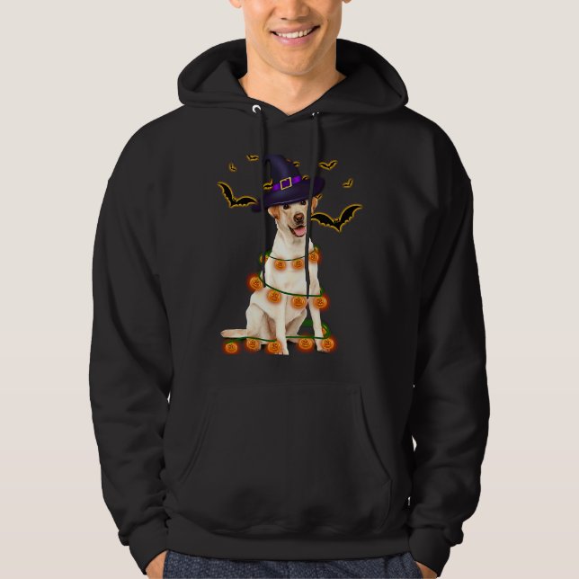 Labrador Wizard Hat Tree Lights Pumpkin Party Hall Hoodie (Vorderseite)