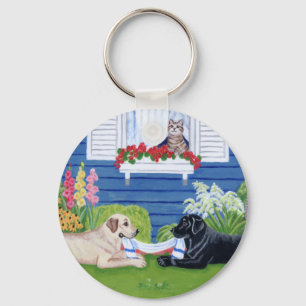 Labradoren im Gartenmalerei Schlüsselanhänger