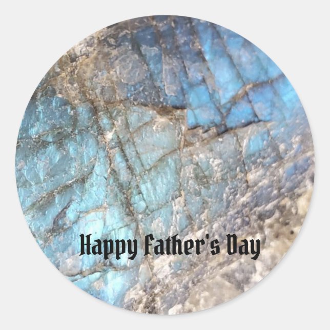 Labradorite Rock Foto Aquamarin und Blauer Vaterta Runder Aufkleber (Vorderseite)