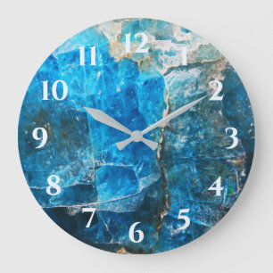 Labradoritgemische blaue Zahlen Große Wanduhr