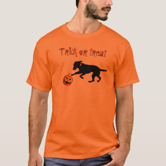 Labradorkürbis des Halloweens der Männer schwarzer T-Shirt