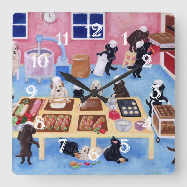 Labradors Boulangerie Peinture Mur Horloge (Recto)