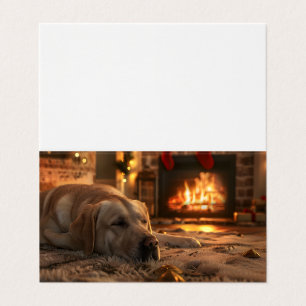 Labrador's Cosy Fireplace Card