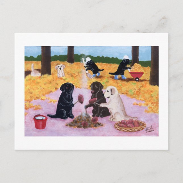Labradors Herbstspass Postkarte (Vorderseite)