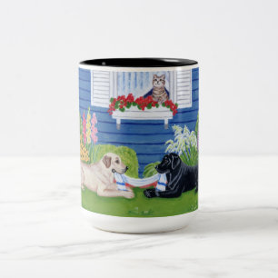 Labradors in der Garten-Malerei Zweifarbige Tasse