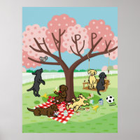 Labradors und Happy Cherry Blossom