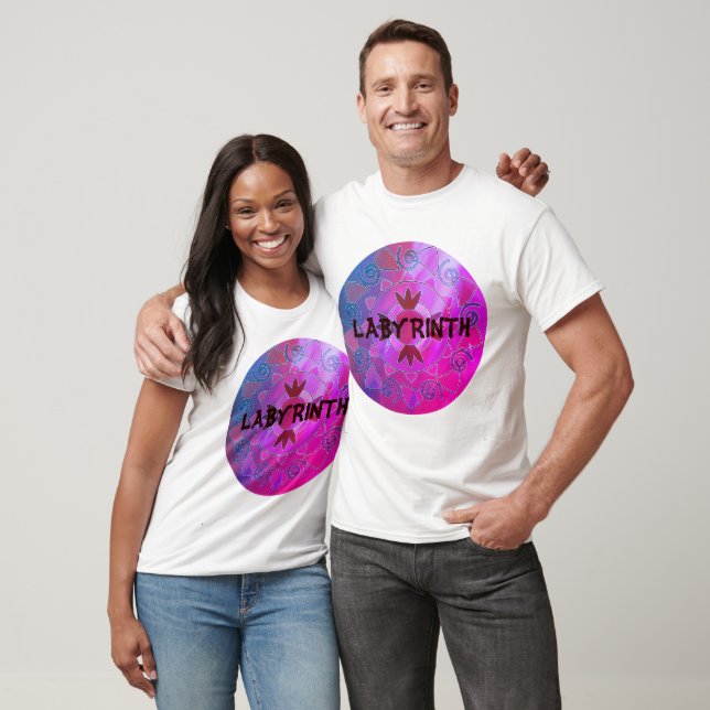 Labyrint personalisierbaren Text farbig rund manda T-Shirt (Unisex)
