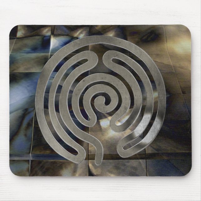 Labyrinth antikes Silber | Mosaikgrunge Mousepad (Vorne)
