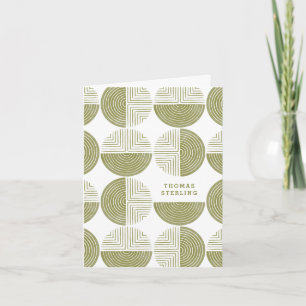 Labyrinth Circle Pattern Note Card - Green Dankeskarte
