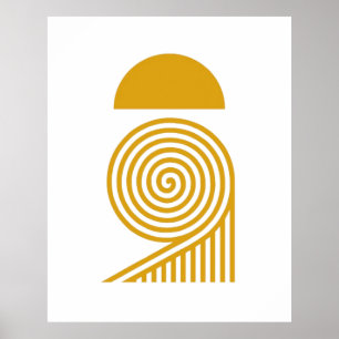 Labyrinth des Lichts – Sonne und goldene Spirale Poster