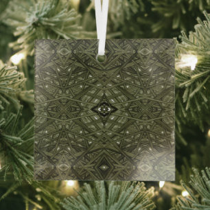 Labyrinth Gelb Abstrakte Alkohol-Tinte-Kunst Ornament Aus Glas