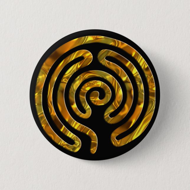 Labyrinth GOLD| schwarz Button (Vorderseite)