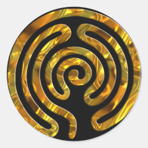 Labyrinth GOLD schwarz Runder Aufkleber