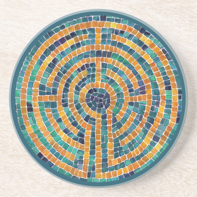 LABYRINTH II Dessous de verre en grès - Vert (Devant)