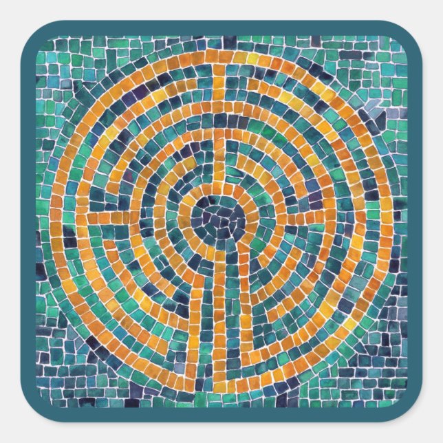 LABYRINTH II Large Square Stickers - Green (Vorderseite)