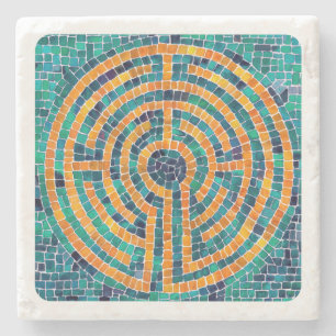 LABYRINTH II Marmor Untersetzer - Weiß
