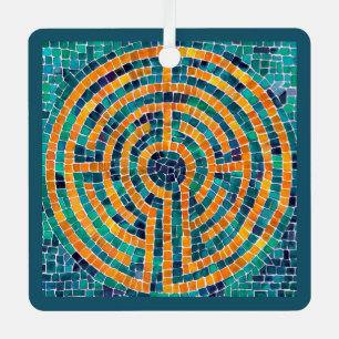 LABYRINTH II Metal Square Ornament Aus Metall
