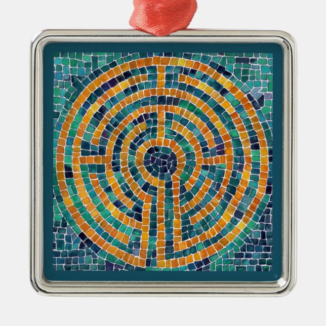 LABYRINTH II Premium Square Ornament Aus Metall (Vorne)