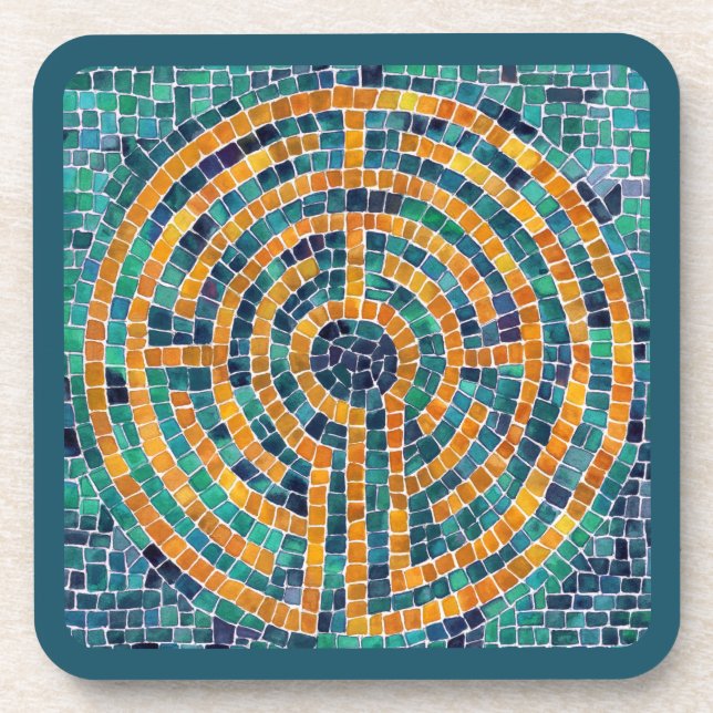 LABYRINTH II-Untersetzer aus Hartkunststoff - grün Getränkeuntersetzer (Vorderseite)