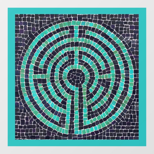 LABYRINTH III 12x12 Fensterheber - Türkis Fensteraufkleber (Blatt)