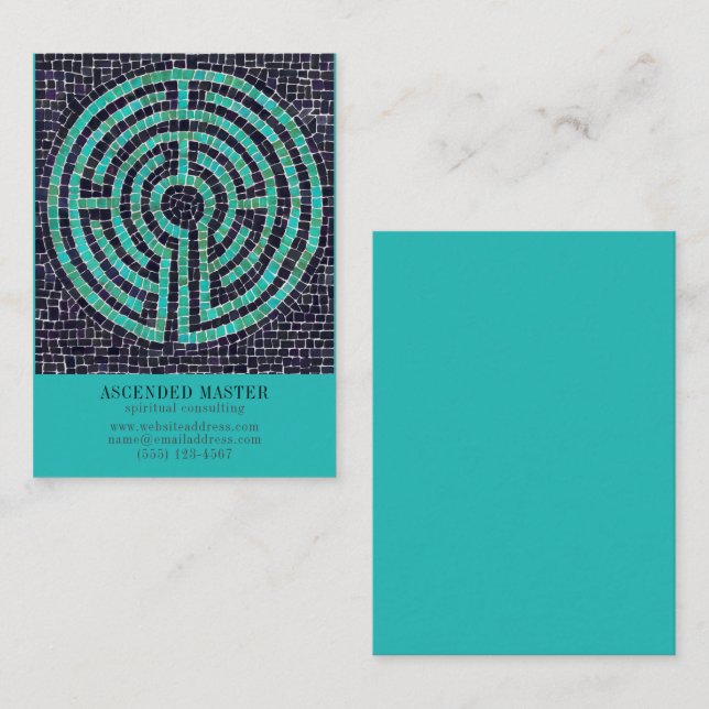 LABYRINTH III 3.5x2.5 Carte de visite - Turquoise (Devant / Derrière)