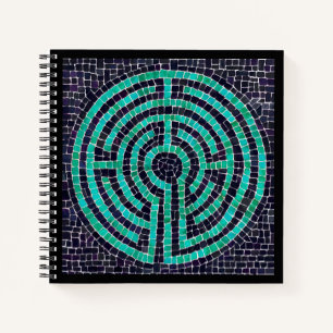 LABYRINTH III 8.5x8.5 SpiralNotebook - Schwarz Notizbuch