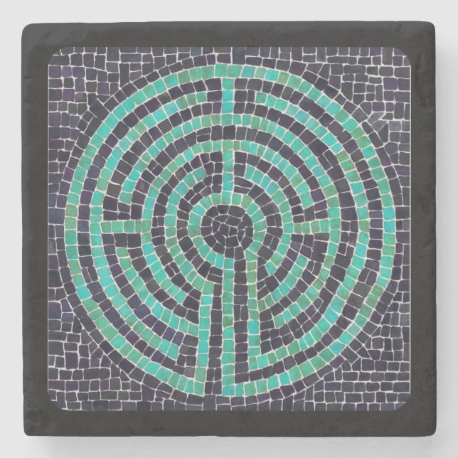 LABYRINTH III Marmorstein Untersetzer - Schwarz (Vorderseite)