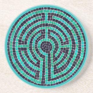 LABYRINTH III Sandstone Coaster - Türkis Getränkeuntersetzer