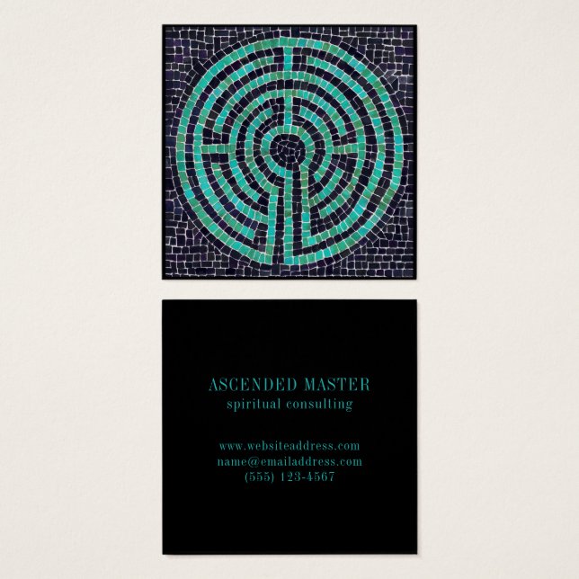 LABYRINTH III Square Business Card - Schwarz (Vorne & Hinten)