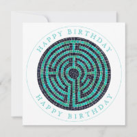 LABYRINTH III Square Flat Birthday Card