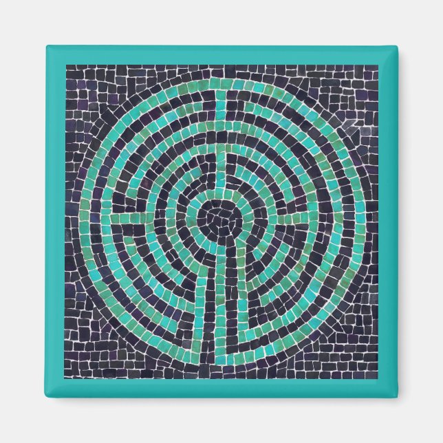 LABYRINTH III Square Magnet - Türkis (Vorne)