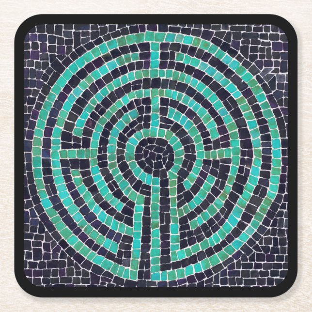 LABYRINTH III Square Paper Untersetzer - Black (Vorderseite)