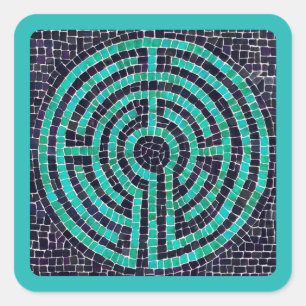 LABYRINTH III Stickers Carré petit - Turquoise