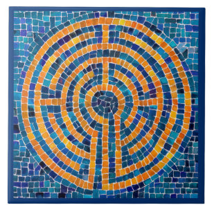 LABYRINTH IV 6x6 Keramik Tile - Blau Fliese