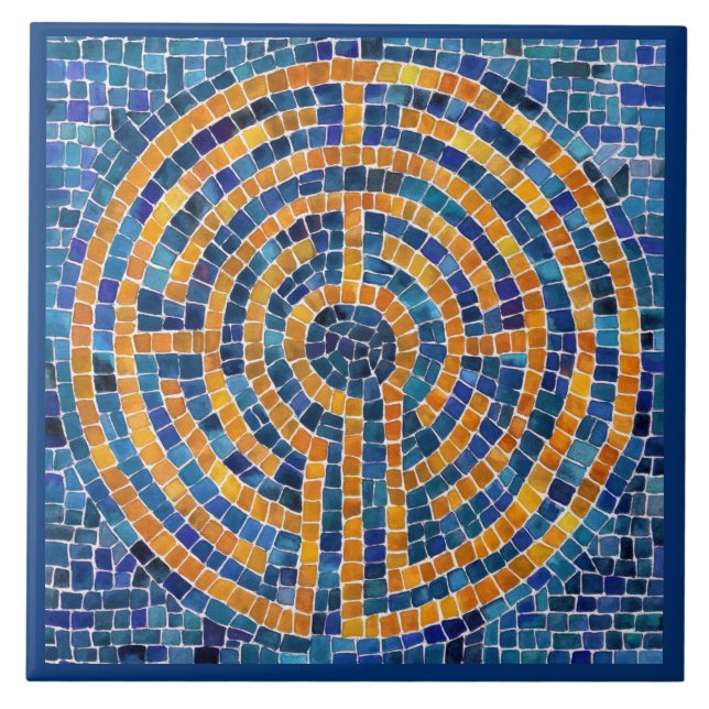 LABYRINTH IV 6x6 Keramik Tile - Blau Fliese (Vorderseite)