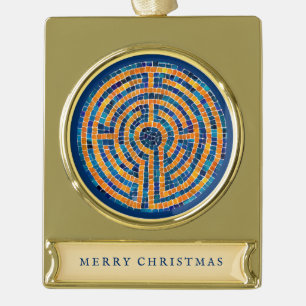 LABYRINTH IV Banner Banner-Ornament Gold