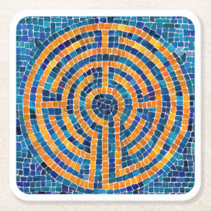 LABYRINTH IV Dessous de verre de papier Carré - Bl