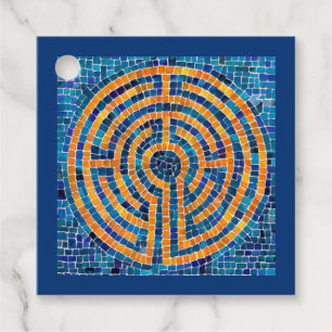 LABYRINTH IV Geschenkanhänger quadratisch - Blau