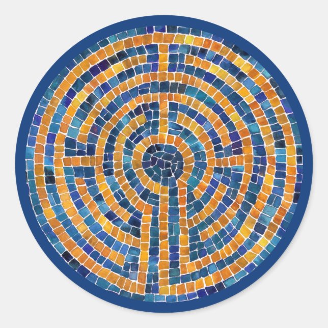 LABYRINTH IV Große Rundkleber - Blau Runder Aufkleber (Vorderseite)