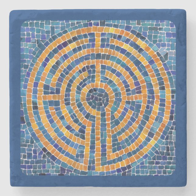 LABYRINTH IV Marmorstein Untersetzer - Blau (Vorderseite)