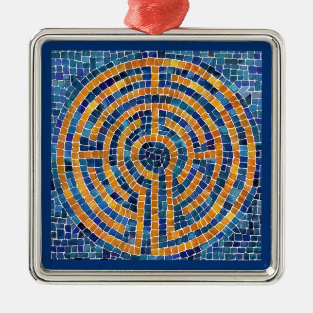 LABYRINTH IV Premium Square Ornament Aus Metall (Vorne)