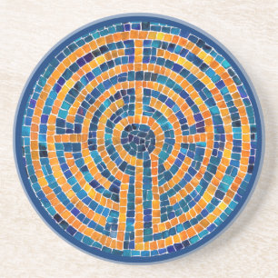 LABYRINTH IV Sandstone Untersetzer - Blau